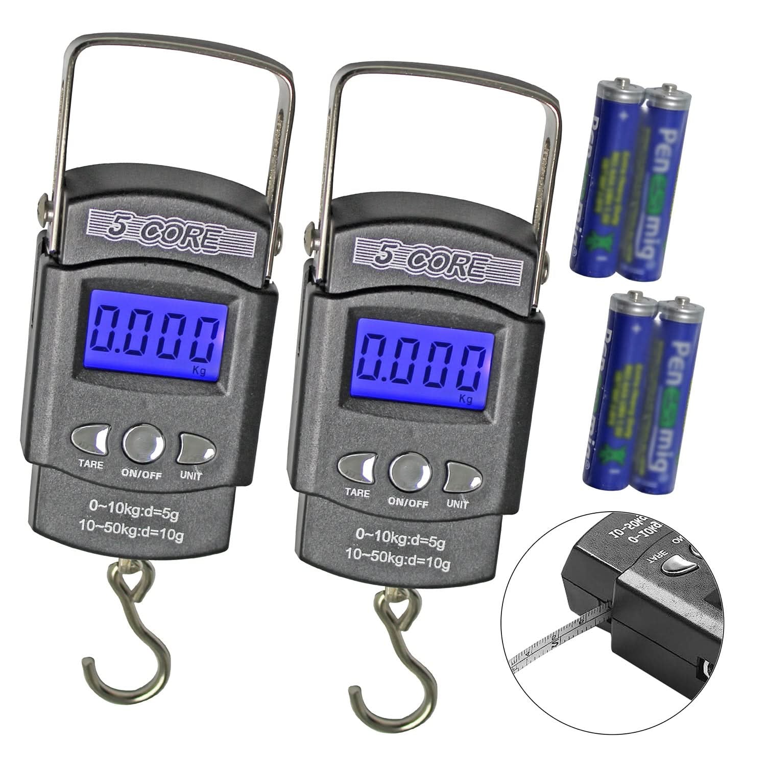 5Core Digital Fishing Scale 110Lb/50Kg Hanging Luggage Weighing Scales W Measuring Tape