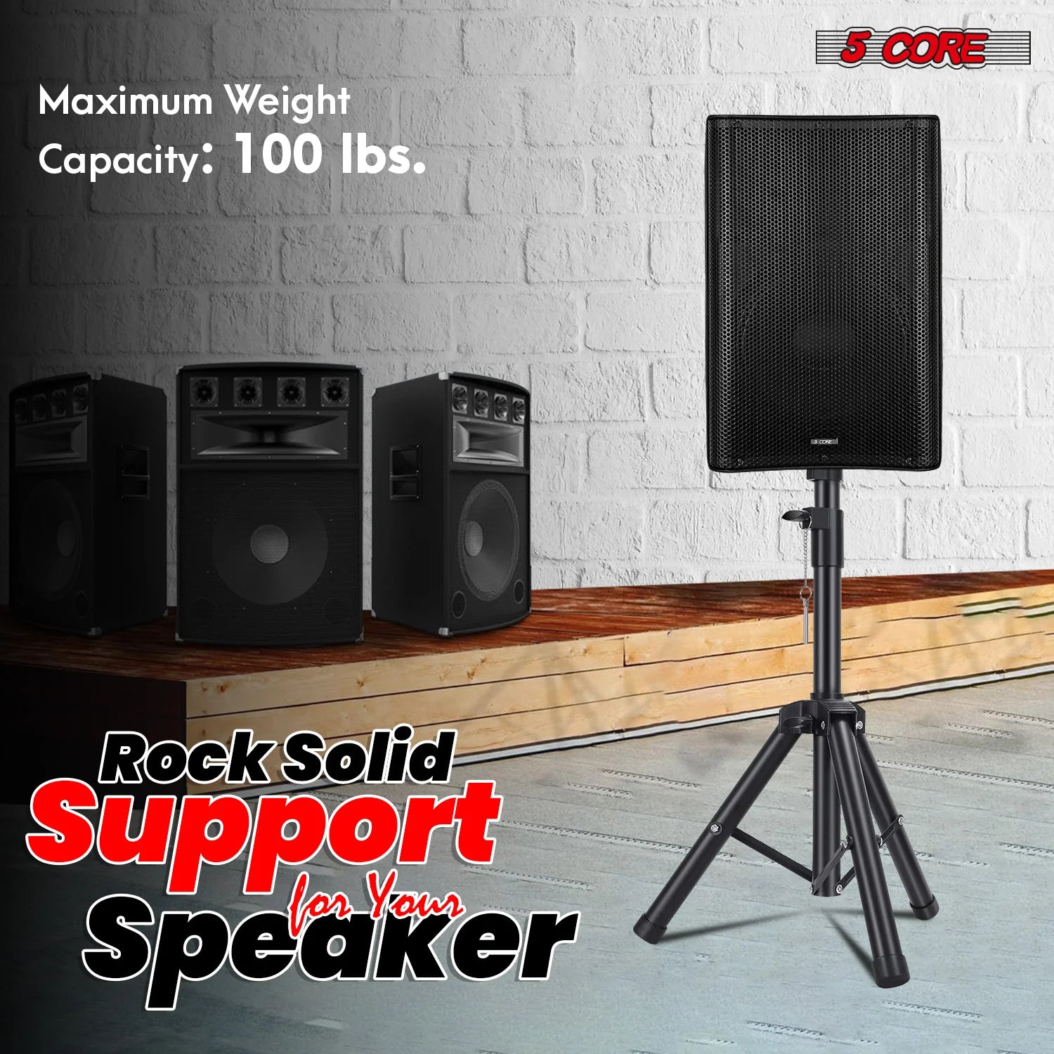 5Core Speaker Stand Tripod Short Adjustable 36 Inch DJ Pole Mount Studio Monitor Stands